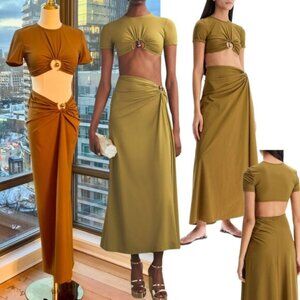 🆕 CHRISTOPHER ESBER 🧿 NWOT Orbit Embellished Crop Top & Maxi Skirt Set, Sz US4